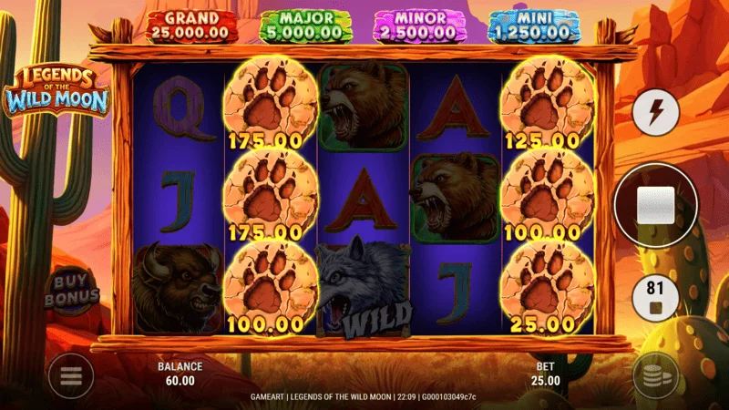 Legends of the Wild Moon - Gewinn im Basisspiel