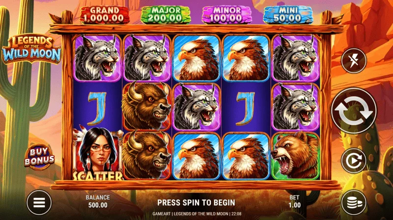 Legends of the Wild Moon - 5x3-Gitter-Spielbildschirm